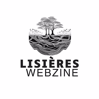 Logo lisières webzine représentant deux arbres et des racines en noir et blanc